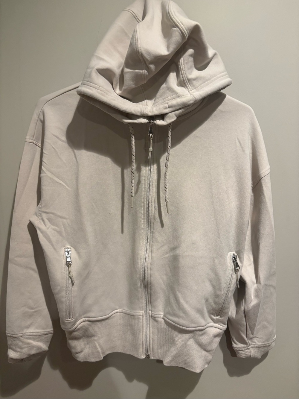 Old Navy Active Dynamic Fleece White Full Zip Hoodie Jacket Size M